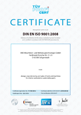 Preview of the current certificate od BKD GmbH